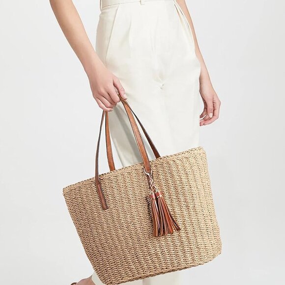 Straw Bags For Women | M Size Travel Straw s Bag Woven Summer Handmade Shoulder - Picture 3 of 8